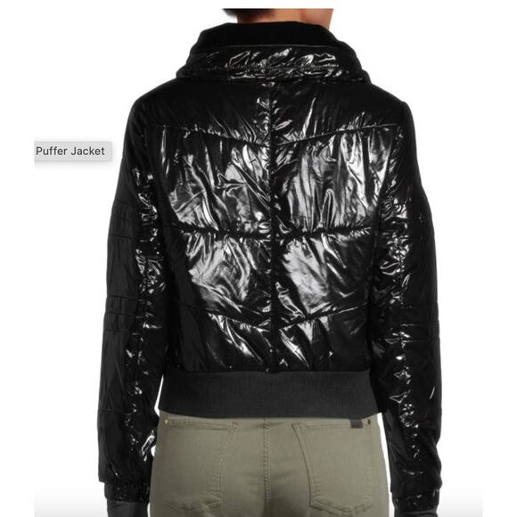 Blanc Noir Womens M Shiny Compression Down Puffer Winter Jacket Coat Resort - Picture 4 of 11